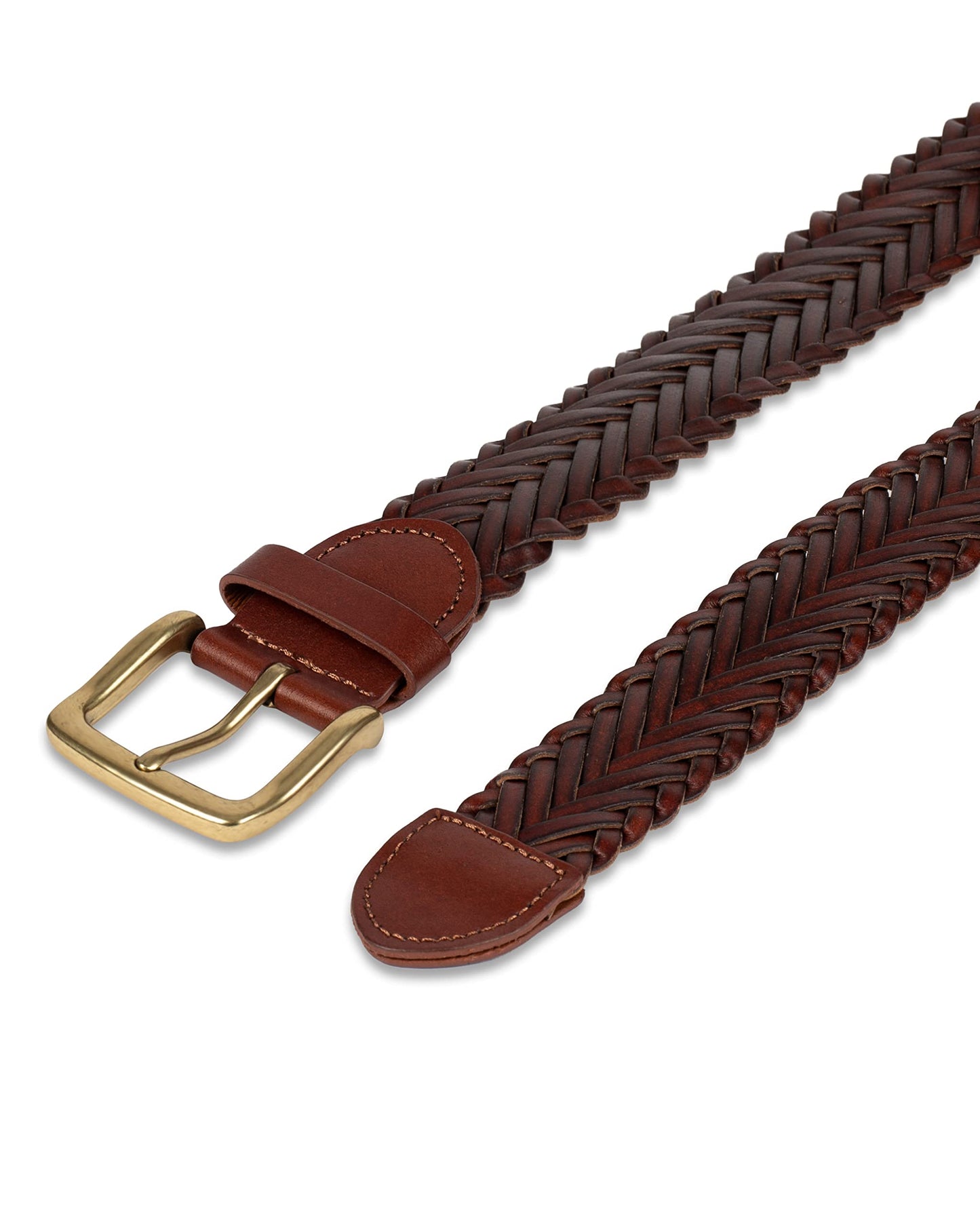 Amazon Essentials Men's Fully Adjustable Braided Belt, Brown, 40