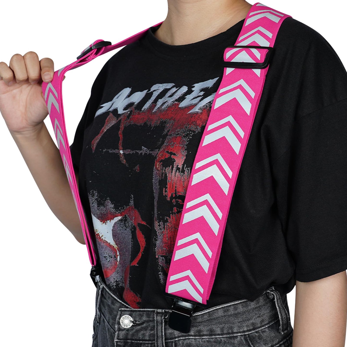 KUNN Safety Reflective Suspender Safety High Visibility Women Work Suspender,Pink