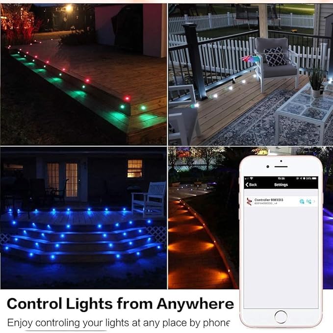 LED Deck Lights Kit, 30pcs Φ1.22 WiFi Wireless Smart Phone Control Low Voltage Recessed RGB Lamp In-ground Lighting Waterproof Outdoor Yard Path Stair Landscape Decor, Fit for Alexa,Google Home