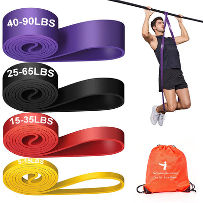 Pull Up Assistance Bands Set 5 LBS - 230 LBS, Long Resistance Bands for Pull Ups Working Out, Gym Workout Bands for Men Exercise Muscle Training and Shape Body - Carry Bag Included