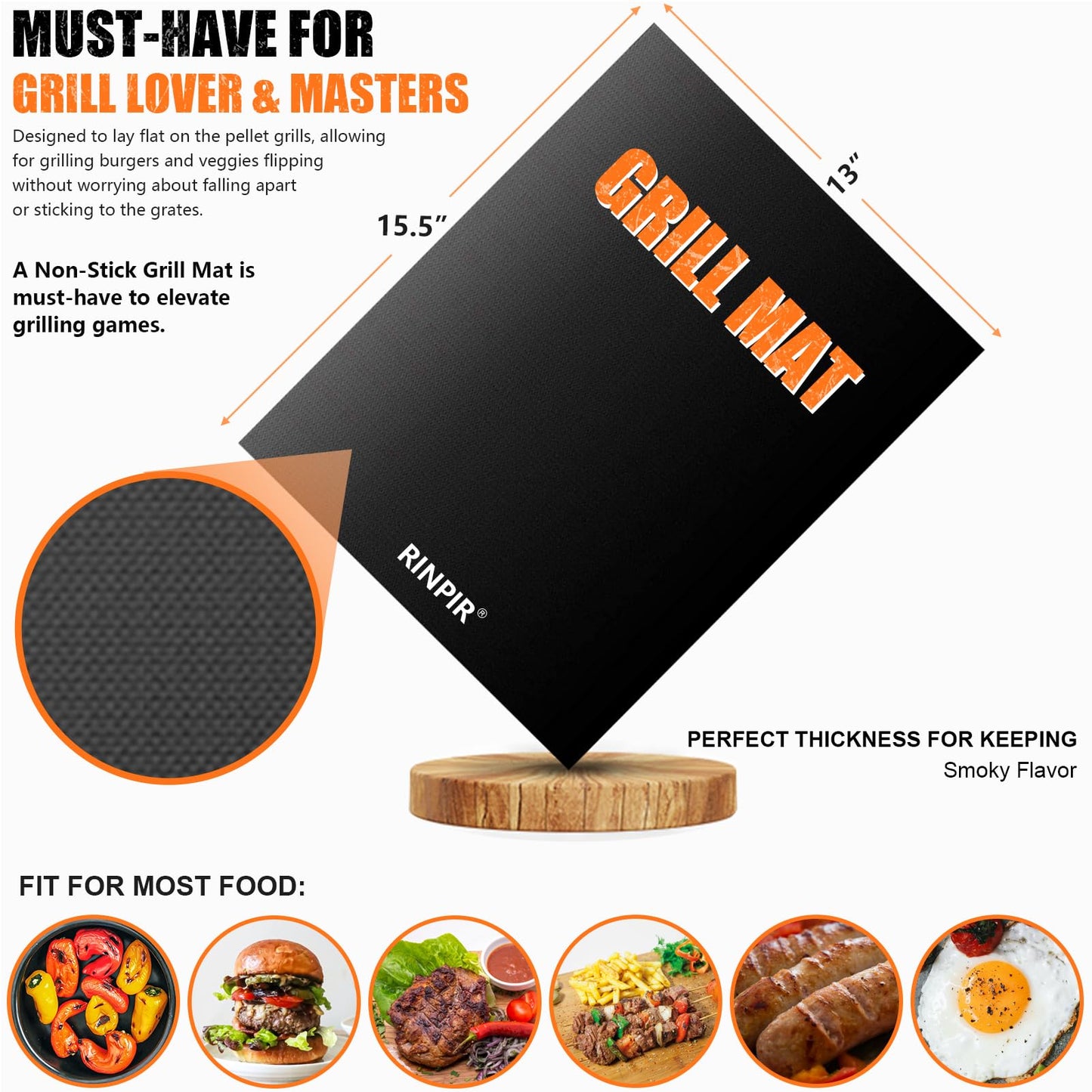 RINPIR 31pcs BBQ Grill Accessories Gifts for Men Dad, Heavy Duty Grilling Tools Gift Set for Father's Day, Stainless Steel BBQ Utensils Kit with Mats, Grill Brush in Carrying Bag Black