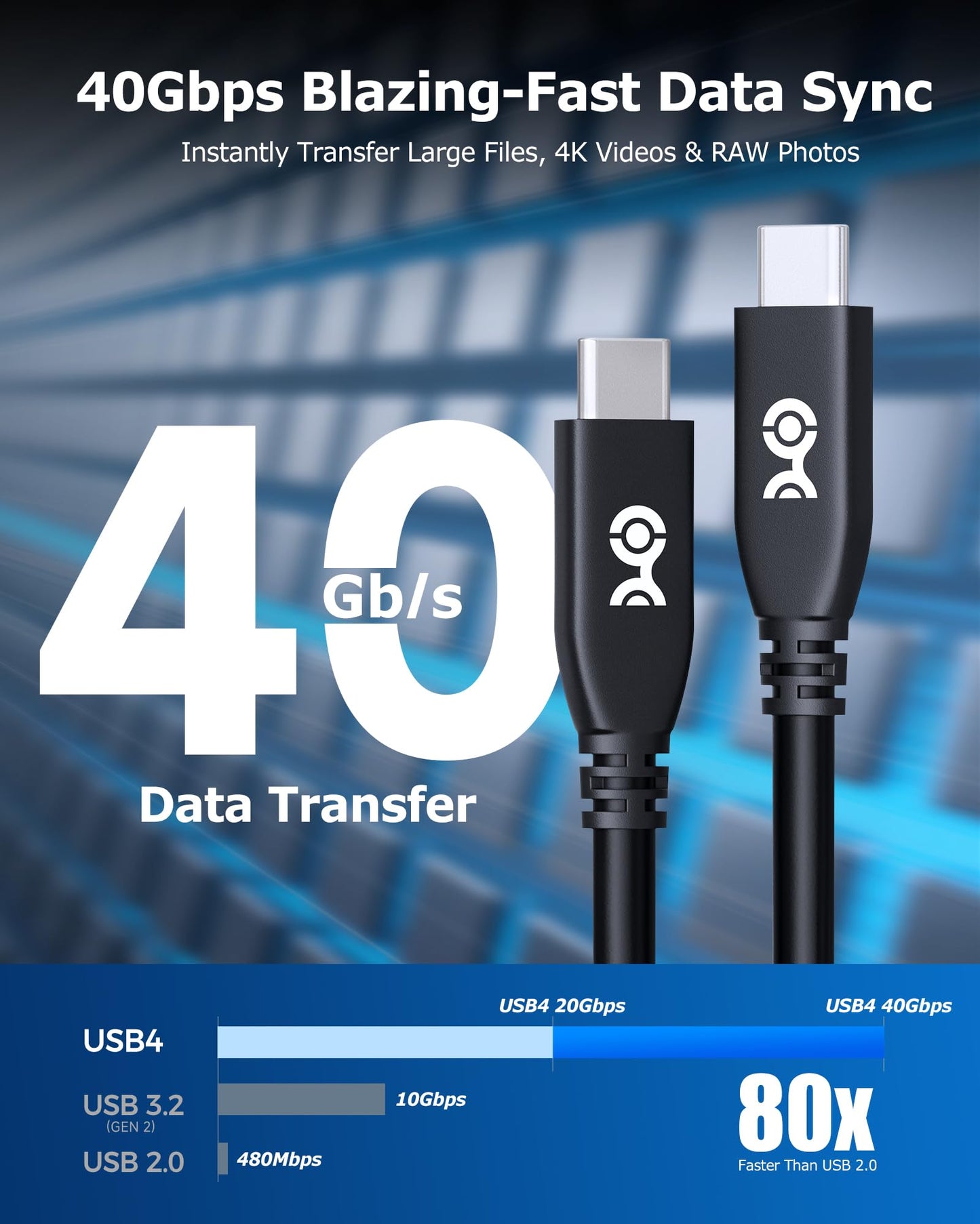 Cable Matters 40Gbps USB 4 Cable - 6.6ft, Supports Up to [8K@60Hz / 4K@240Hz Video, 240W Charging, 40Gbps Data Transfer] USB4 Cable, Black, Compatible with Thunderbolt 4, MacBook, XPS, Surface Pro
