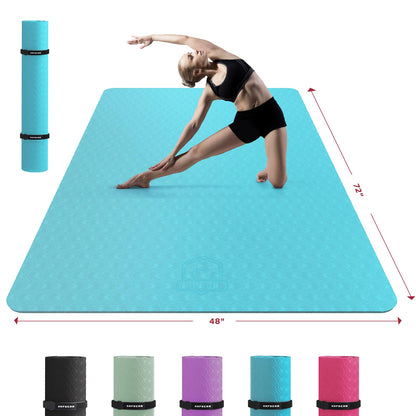 HAPBEAR Extra Large Yoga Mat - 72"x48"/78"x54", 1/4" & 1/3" Thick, Non-Slip, Durable, Eco-Friendly, Wide Exercise Mat for Home Workouts, Yoga, Pilates, Stretching, Meditation (Barefoot Exercise)