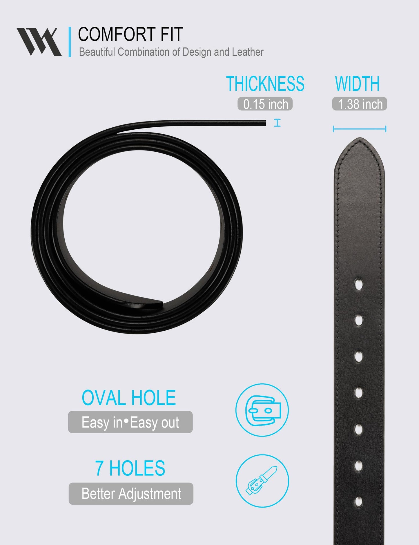 WOLFANT Men's 35mm Dress Casual Belt in Gift Box,100% Italian Full Grain Real Solid Leather