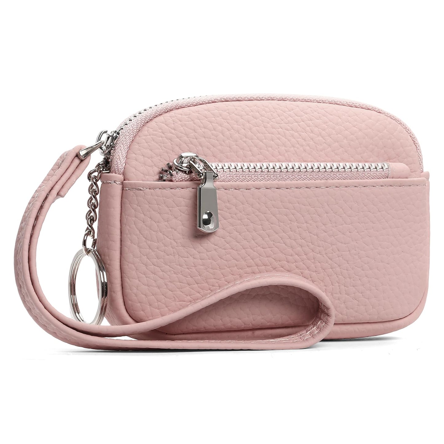 GAEKEAO Coin Purse for Women Small Wristlet Wallets Vegan Leather Change Pouch with Hidden Keychain and 2 Zipper Pockets