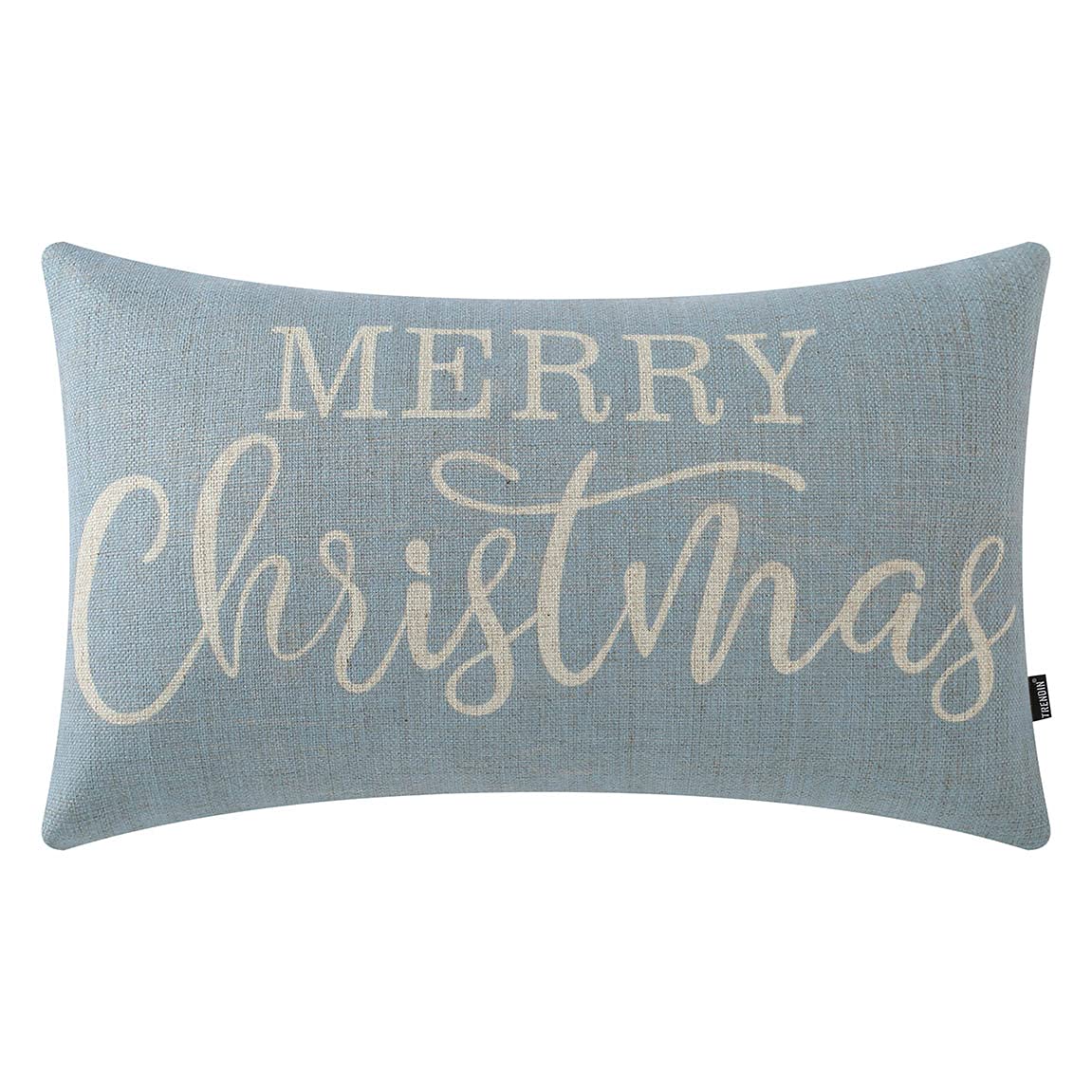 TRENDIN Christmas Couch Pillow Cover 20x12 inch, Blue Lumbar Throw Pillowcase, Home Chair Office Winter Decorations Linen Cushion Cover for Sofa Couch PL704TR