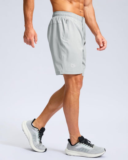 G Gradual Men's Athletic Running Shorts with Zipper Pockets Quick Dry 7"/ 5"/ 9" Workout Gym Shorts for Basketball Hiking(Platinum Grey,7XL)