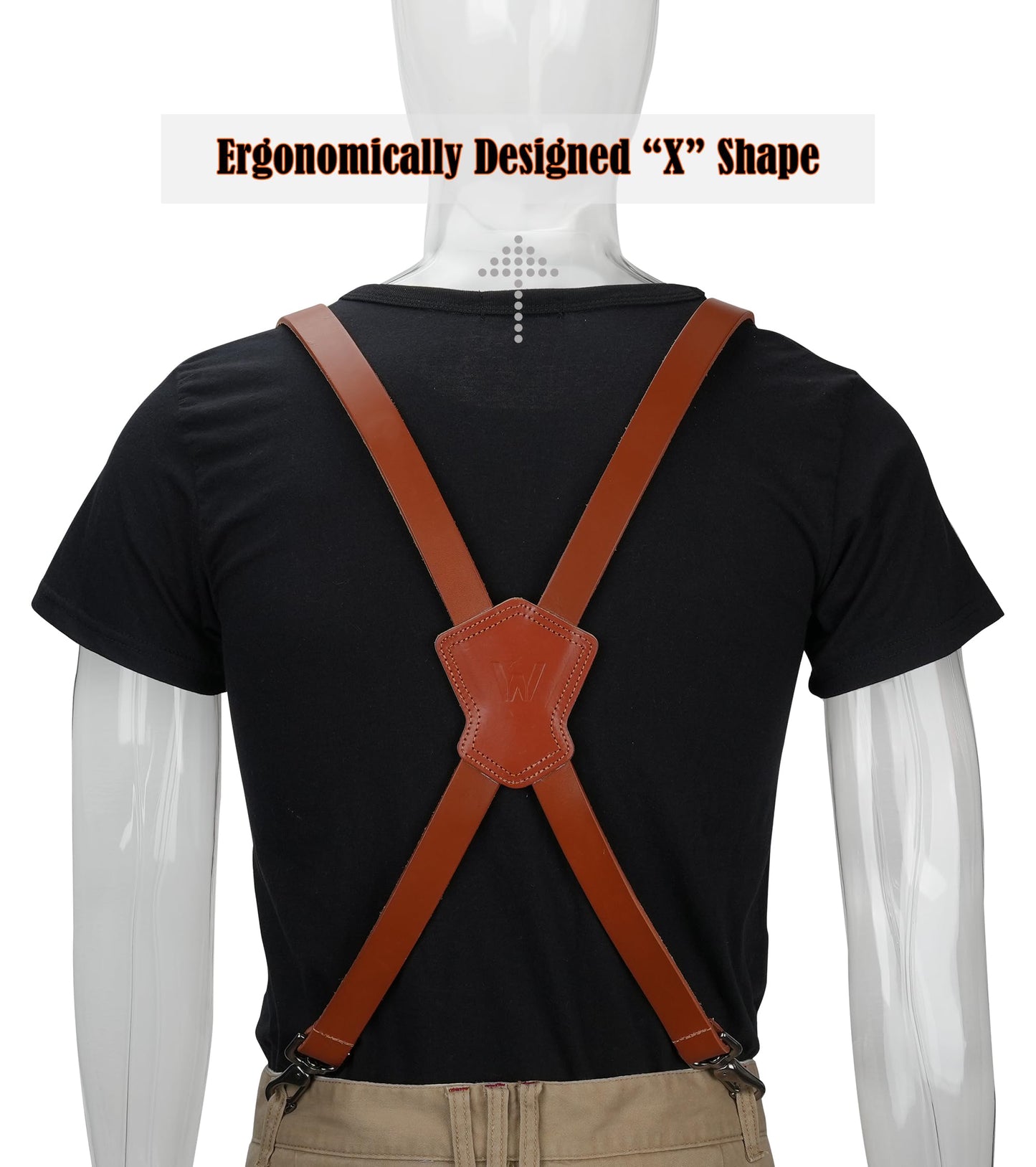 WELKINLAND Top-Grain Buffalo Leather Suspenders, Vintage Suspenders, Brown Leather Suspenders, Heavy Duty, Western Style