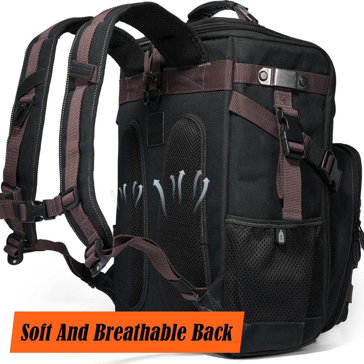 WELKINLAND 60-Pocket Electrician Backpack & Tool Bag Set, Heavy-Duty HVAC Backpack, Waterproof Wax Canvas Tool Back pack, Full-Open Mechanic Tool Back pack, Technician Backpacks