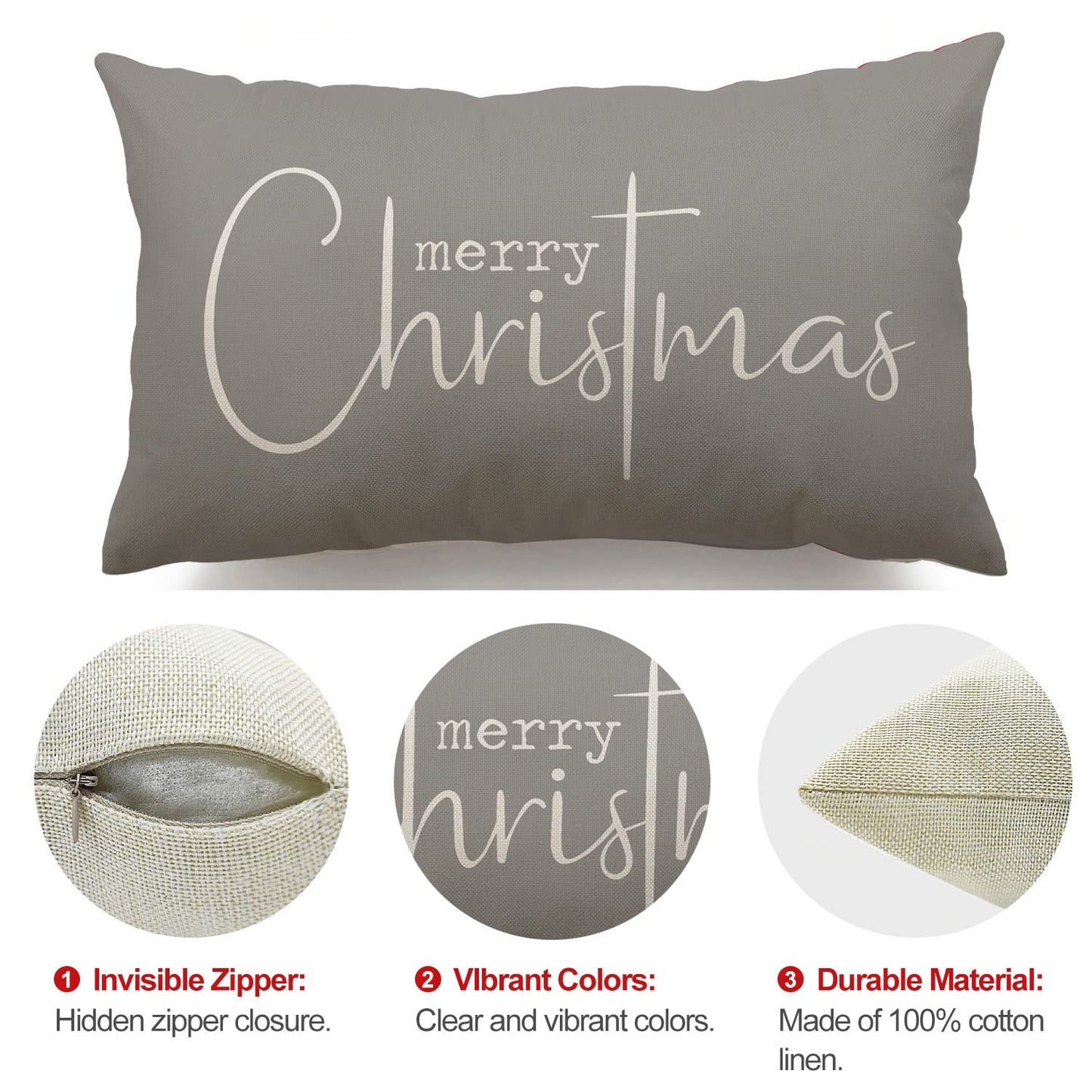 DFXSZ Christmas Throw Pillow Covers 12x20 Inch Set of 2 Merry Christmas Farmhouse Decorations Believe Holiday Decor Throw Cushion Case for Home Couch
