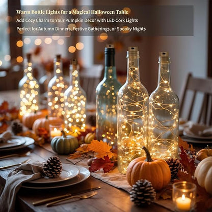 10 Pack Bottle Lights with Cork, 20 LED 7ft Warm White Copper Wire String Lights for Wine Bottles, Battery Operated Decorative Fairy Lights for DIY, Home, Party, Wedding Decor (Warm White)