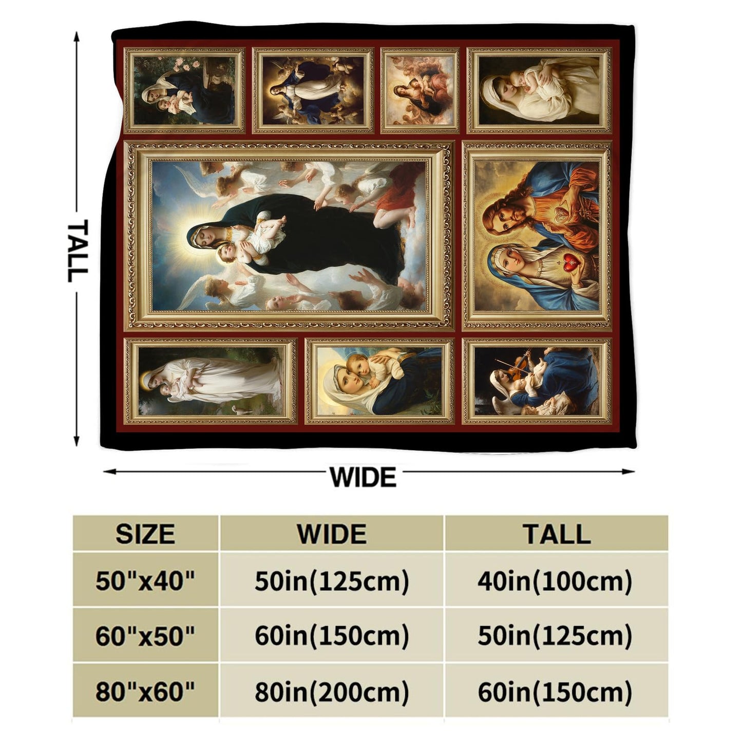 Virgin Mary Blanket Christian Catholic Mother of God Throw Blanket Soft Warm Cozy Fuzzy Plush Gifts for Girls Women Lightweight Fleece Flannel Stuff Gift for Kids Adults 50"X40"