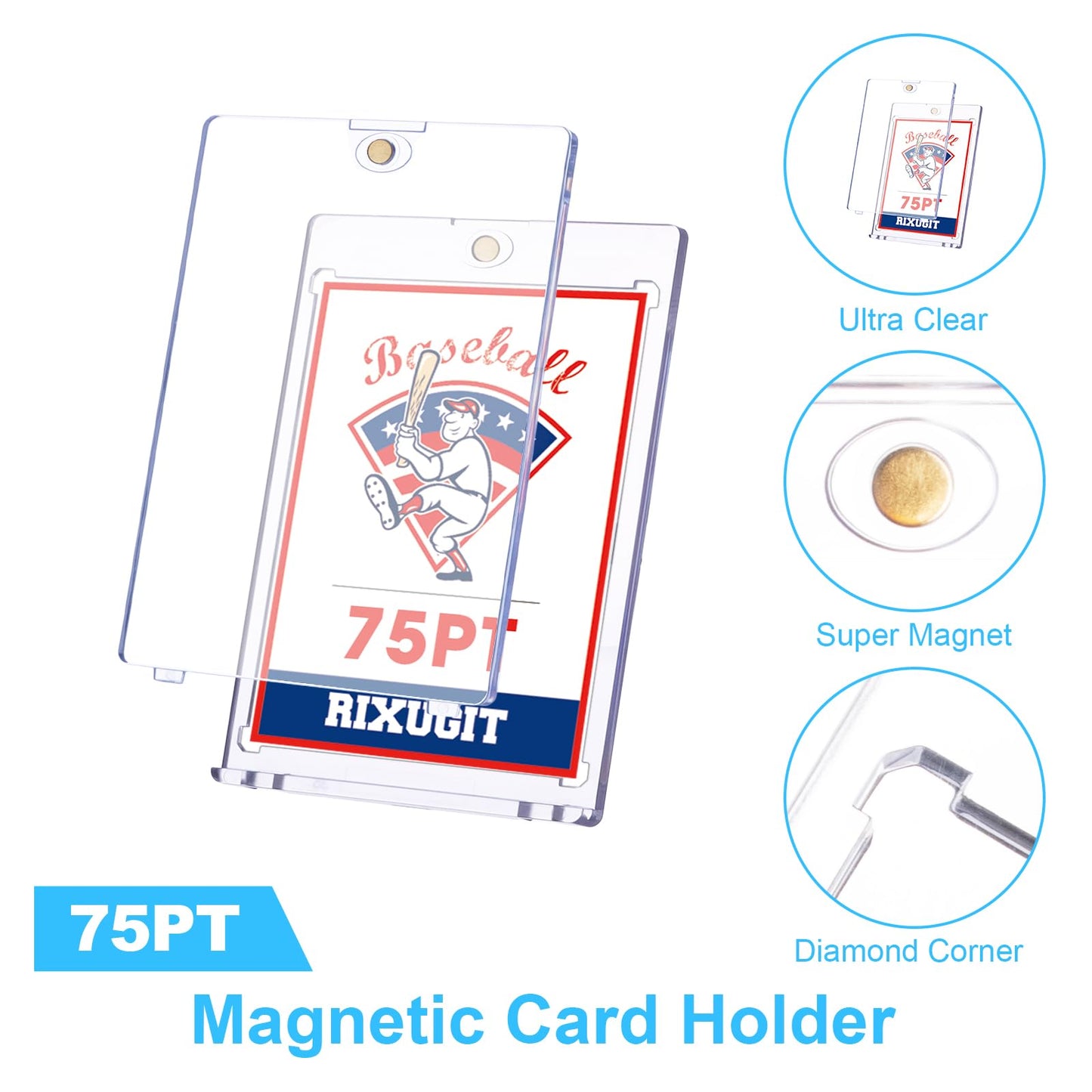 RIXUGIT 20 Pack 75pt One Touch Magnetic Card Holders for Trading Cards
