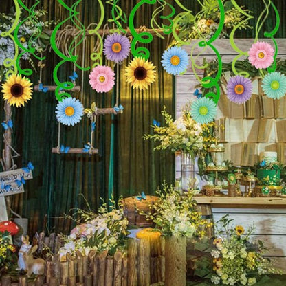 30Ct Summer Spring Sun Flower Hanging Swirl Decorations,Themed Birthday Party,Party Supplies,Ceiling Decorations for Girls,Boys,Kids, Bedroom,Classroom,Baby Shower