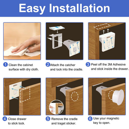 Magnetic Cabinet Locks Baby Proofing (General, Pack, 10)