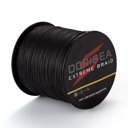 Dorisea Extreme Braid 100% Pe Black Braided Fishing Line 109Yards-2187Yards 6-550Lb Test Fishing Wire Fishing String Incredible Superline Zero Stretch (100m/109Yards 70lb/0.44mm)