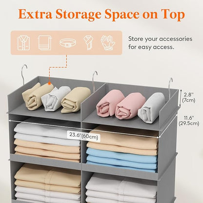 Lifewit Dual-Row Shelf Hanging Closet Organizer and Storage, Clothes Shelves