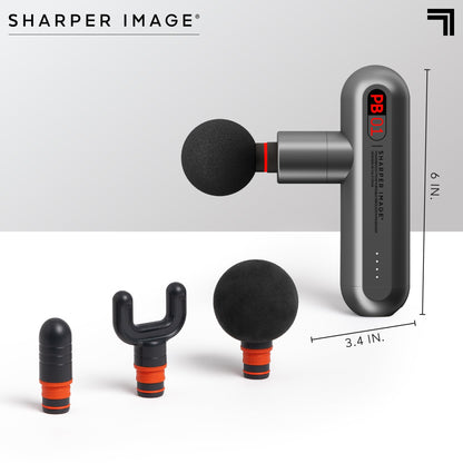 Sharper Image Percussion Massage Gun, Powerboost Move, Lightweight & Portable, 4 Attachments, 4 Speeds, Full Body Back & Shoulder Massager for Deep Tissue Muscle Recovery, Pain Relief & Soreness