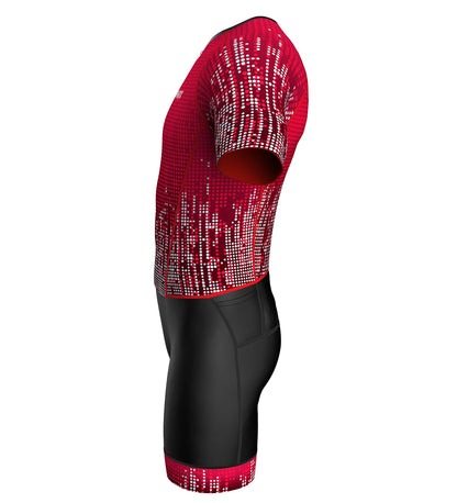 Sparx Mens Elite Aerosuit Triathlon Suit Mens Short Sleeve Tri Suit Skinsuit (Burgundy, XL)