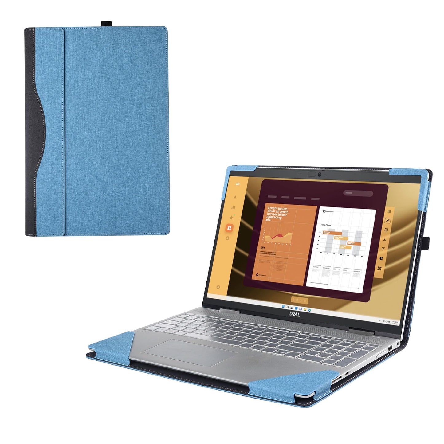 RUNMEIJIA Laptop Cover Case for Dell Latitude 5550/5540/5530/5520 2021~2024[not Compatible with Any Other Model] .2-in-1 PU Leather Detachable Notebook Sleeve Computer Bag Protective (Light Blue)