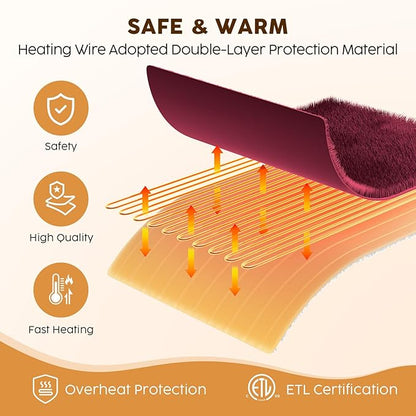HYLEORY Heated Electric Blanket Twin 62"x84" Soft Fleece & Flannel with 5 Heating Levels & 10 Hours Timer Auto Shutt Off, ETL Certified, Washable，Heated Blanket for Body-Red