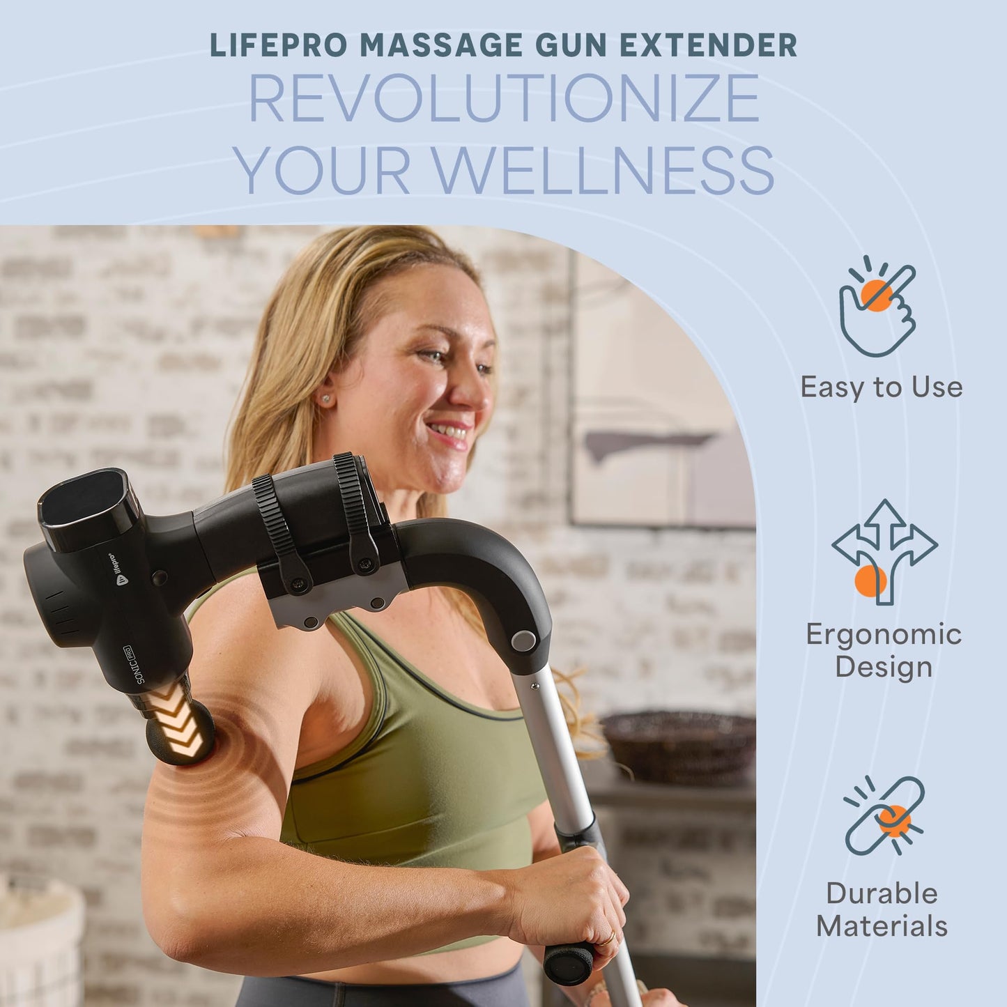 LifePro Massage Gun & Holder (Sold Separately) – Percussion Muscle Massager for Athletes with 8 Heads & 6 Speeds – Deep Tissue Back Muscle Extender for Recovery