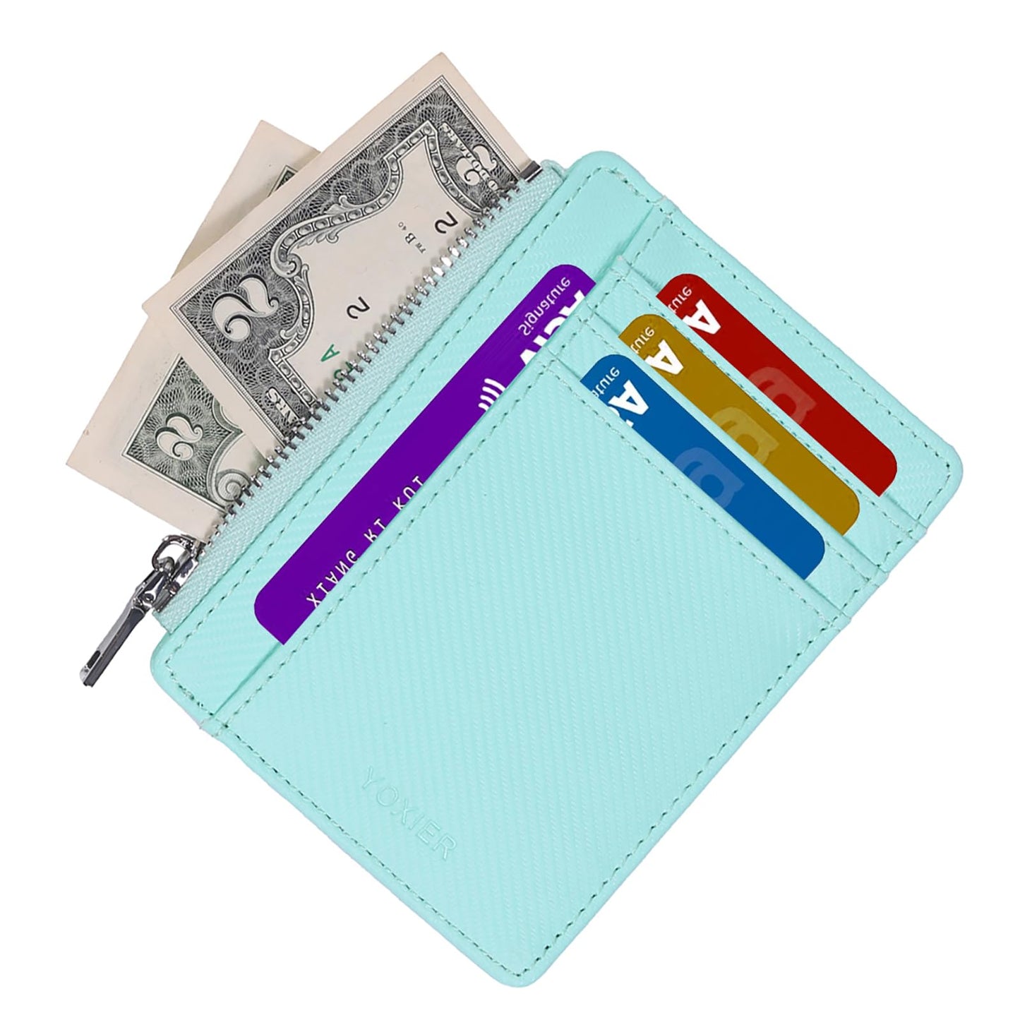 YOXIER Leather credit card holder，Slim Minimalist Card case, Front Pocket Card case, RFID Blocking, Credit Card Holder for Men & Women ，Card holder for men