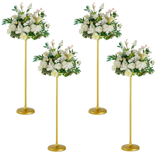 Fullvaseer 4pcs Tall Wedding Flower Stand 39.4" Wedding Centerpieces for Tables Gold Centerpieces Metal Flower Floor Vase for Party Event Wedding Reception