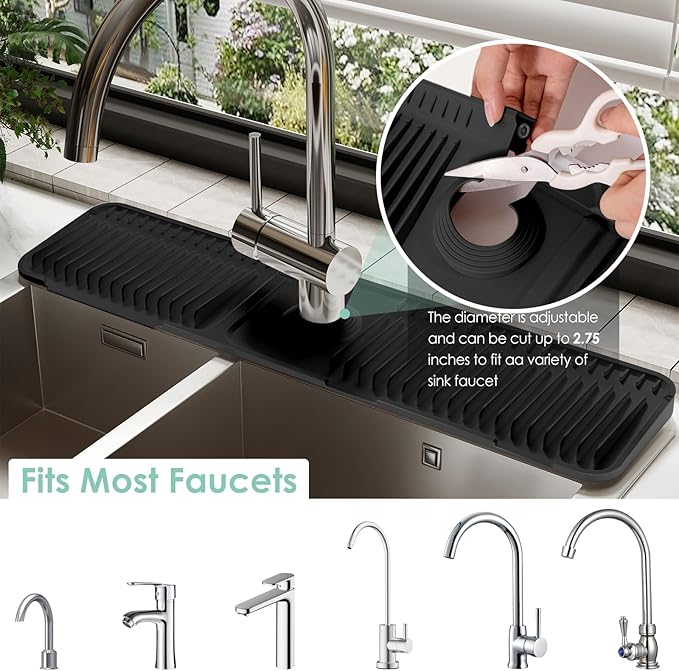 24 Inch Silicone Faucet Mat for Kitchen Sink Splash Guard