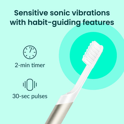 Quip Metal Sonic Electric Toothbrush for Adults - Time Travel & Soft Bristles with Travel Case & Replacement Brush Head - 3 Month Battery Life - Indigo