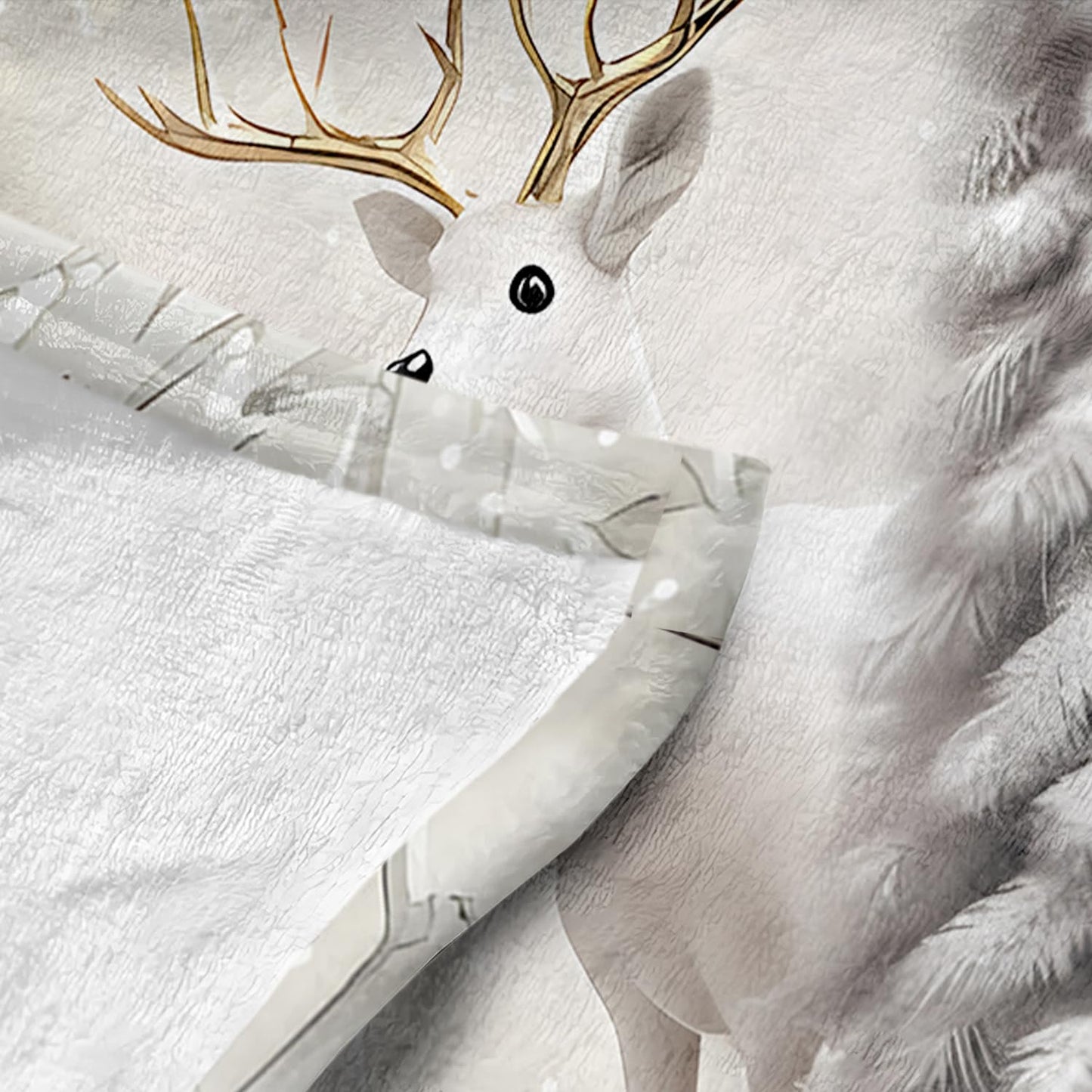 Christmas Reindeer Throw Blanket for Couch Bed Sofa Winter Holiday Cozy Christmas Tree Flannel Blanket with Snow Scene Deer and Pine Trees Farmhouse Christmas Decor Xmas Gifts (Xmas 1, 50''x60'')