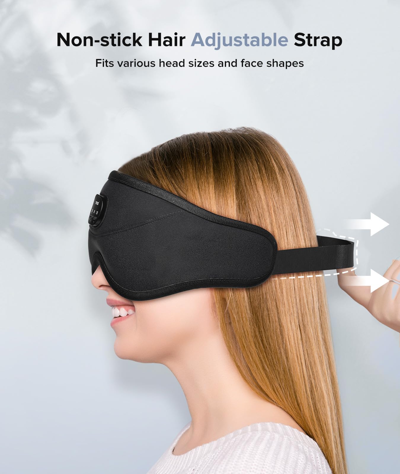 TOPOINT Sleep Mask with Bluetooth Headphones, Breathable Silk Eye Mask for Sleeping Men Women, Bluetooth Sleep Mask Blackout with Speakers, Microphone Handsfree, USB C for Travel Meditation Gifts