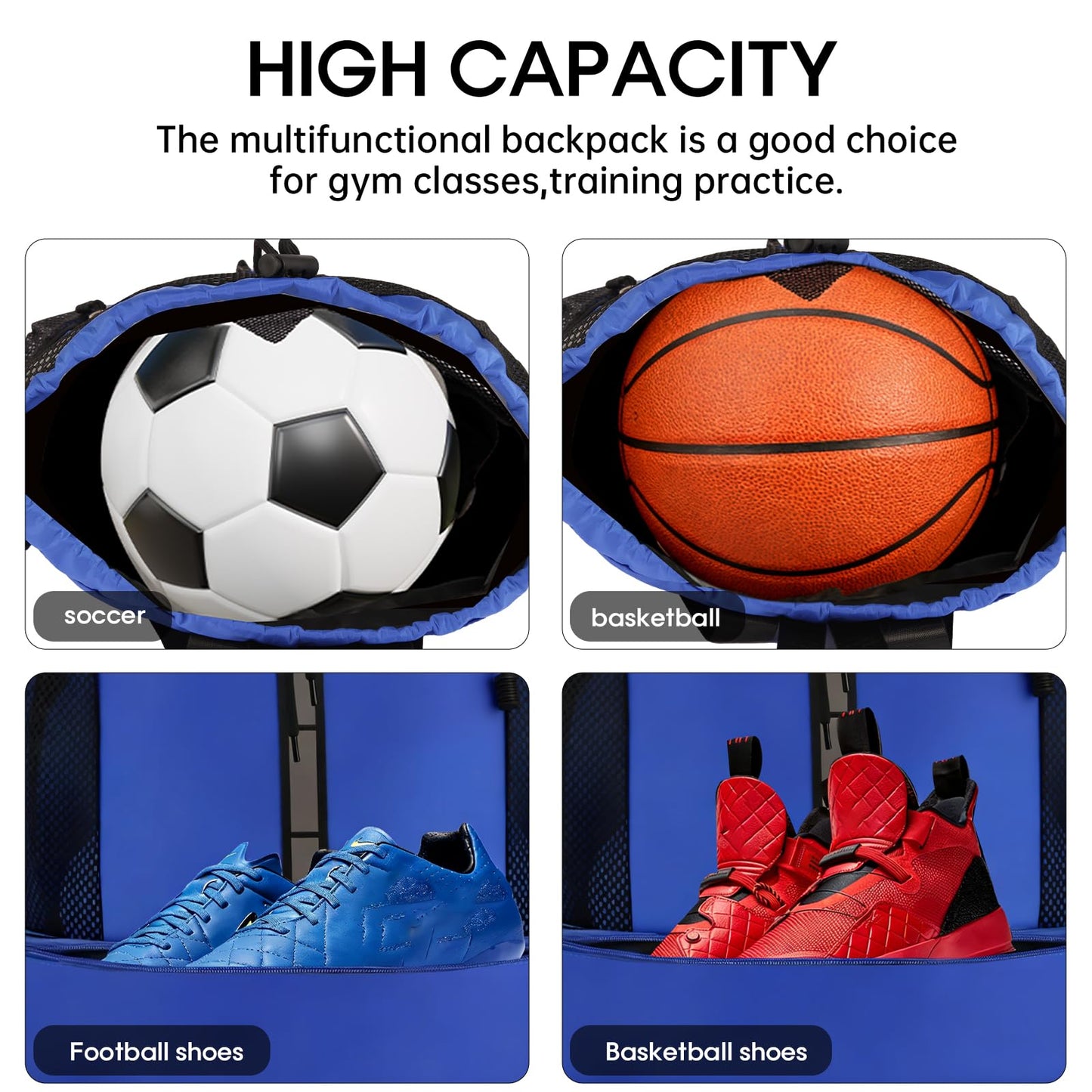Wavathan Drawstring Backpack，Soccer Bag with Shoe Compartment，Basketball Backpack ，Football Drawstring Bag