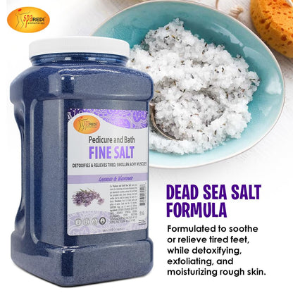 SPA REDI - Detox Foot Soak Pedicure and Bath Fine Salt, Lavender and Wildflower, 128 Oz - Made with Dead Sea Salts, Argan Oil, Coconut Oil, and Essential Oil, Hydrates, Softens and Moisturizes