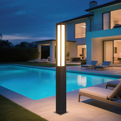 Landscape Path Lights AC100-240V, 71" High Outdoor Pathway Light Hard Wired, Waterproof Modern Bollard Lamp, Driveway Walkway Pole Lights, 3000K LED Lighting for Patio Yard Garden Commercial