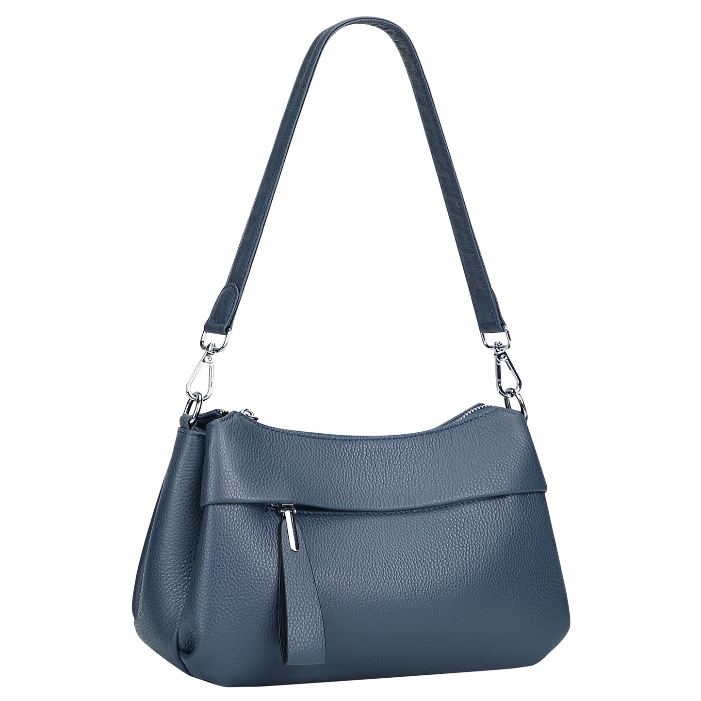 Over Earth Genuine Leather Handbags for Women Crossbody Bag Ladies Shoulder Hobo Purse Small(O111-2E Indigo Blue)
