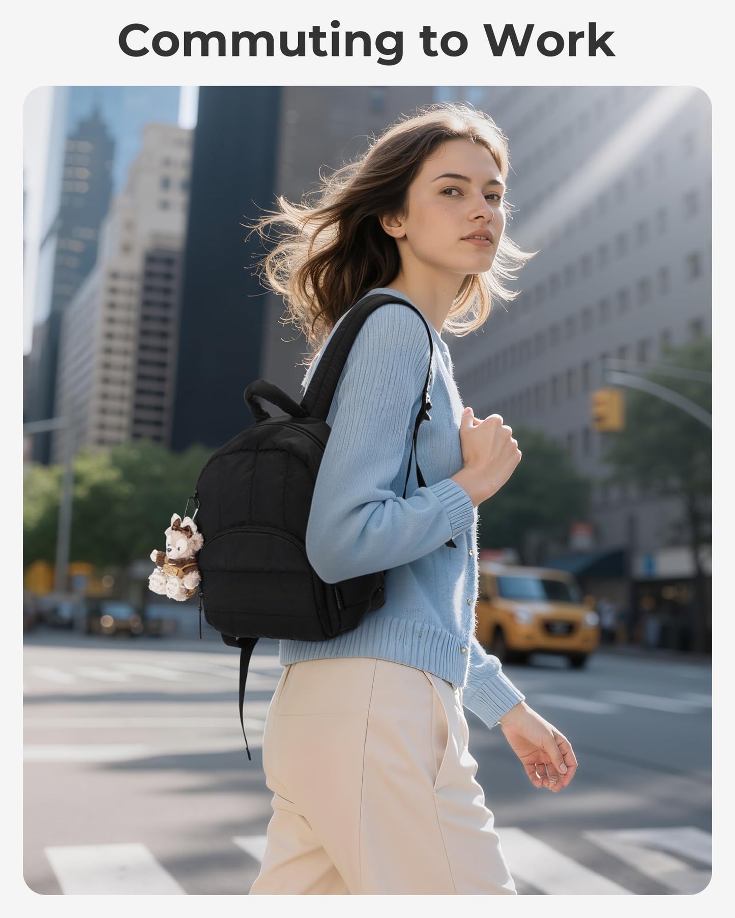 BAGSMART Mini Backpack for Women, Lightweight Puffer Small Backpack Purse, Quilted Casual Travel Daypack, Cute Water-Resistant Bookbag for Daily, Black