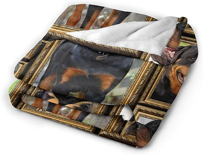 Rottweiler Blanket Decor Gifts for Dog Lover, Flannel Fleece Fuzzy Rottweiler Throw Blankets, Soft Warm Cozy Plush Animal Blanket for Bed Couch Living Room Stuff Decoration for Kids Adult 50"x40"