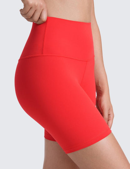 CRZ YOGA ButterLuxe Biker Shorts 6" - High Waisted Workout Running Volleyball Spandex Yoga Womens Deep Red Large