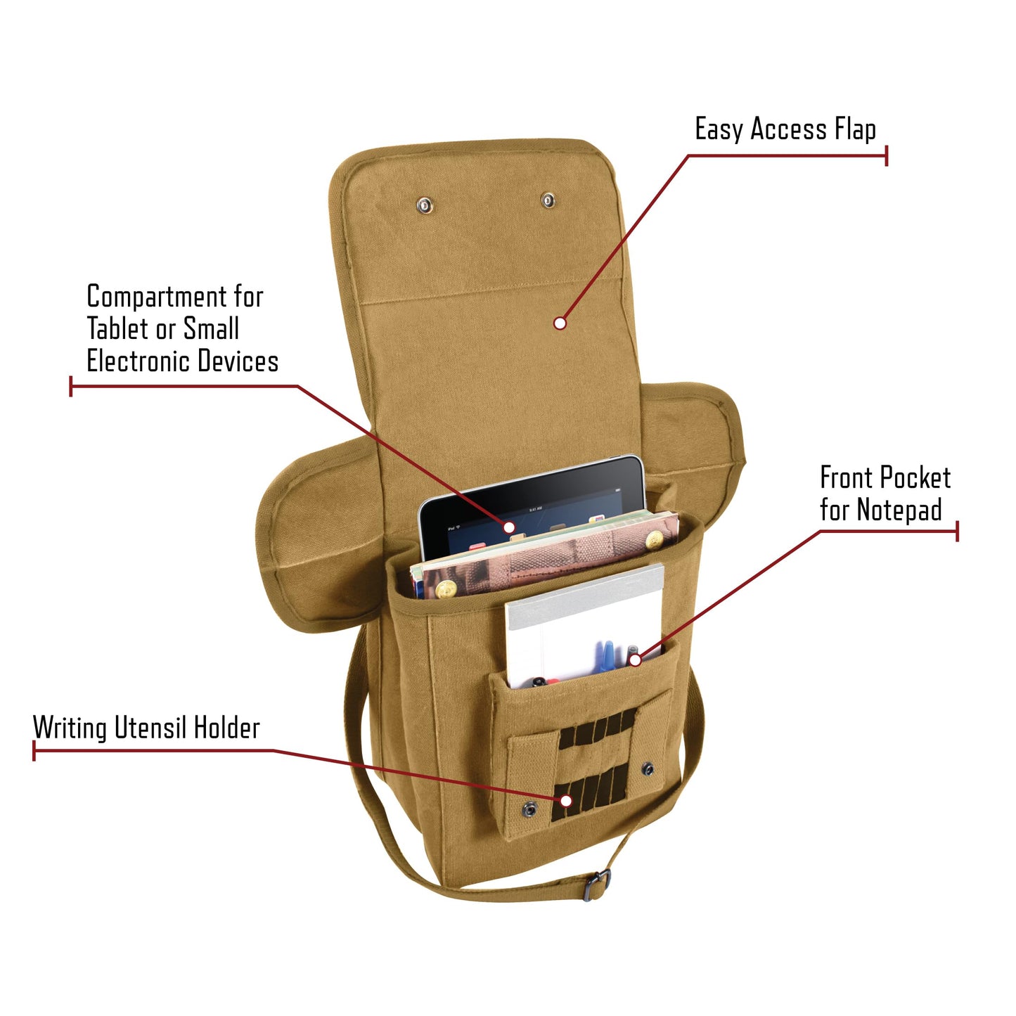 Rothco Canvas Map Case Shoulder Bag – Rugged Crossbody EDC Utility Storage