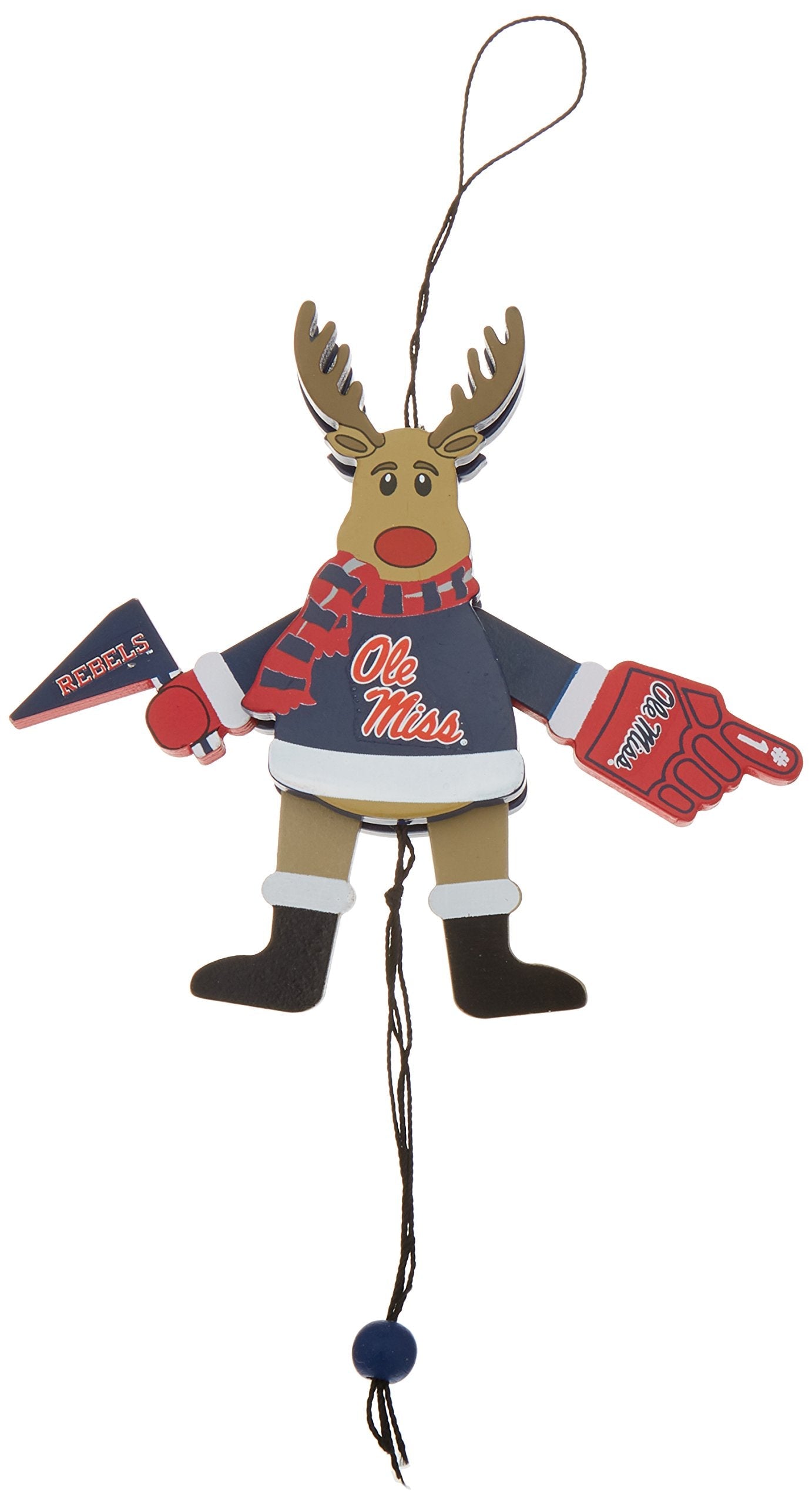NCAA Mississippi Ole Miss Rebels Wooden Cheer Ornament