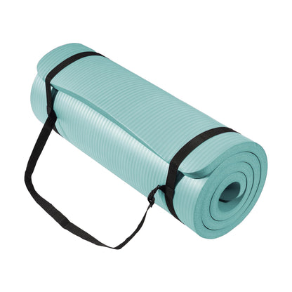 Fitvids Yoga Mat 1-Inch Extra Thick High-Density Exercise Mat with Non-Slip Surface & Carry Strap for Men & Women Tear-Resistant Pilates Workout Mat for Home Gym, Floor Fitness