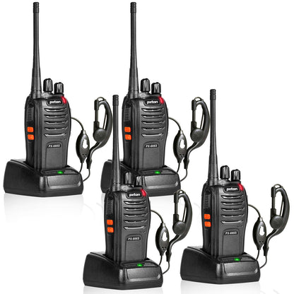 pxton 666S walkie talkies Long Range Rechargeable for Adults with Headphones and Li-ion Battery,2 Way radios has VOX/Noise Reduction/TOT/Flashlight/Monitoring/Scan Function（4 Pack）