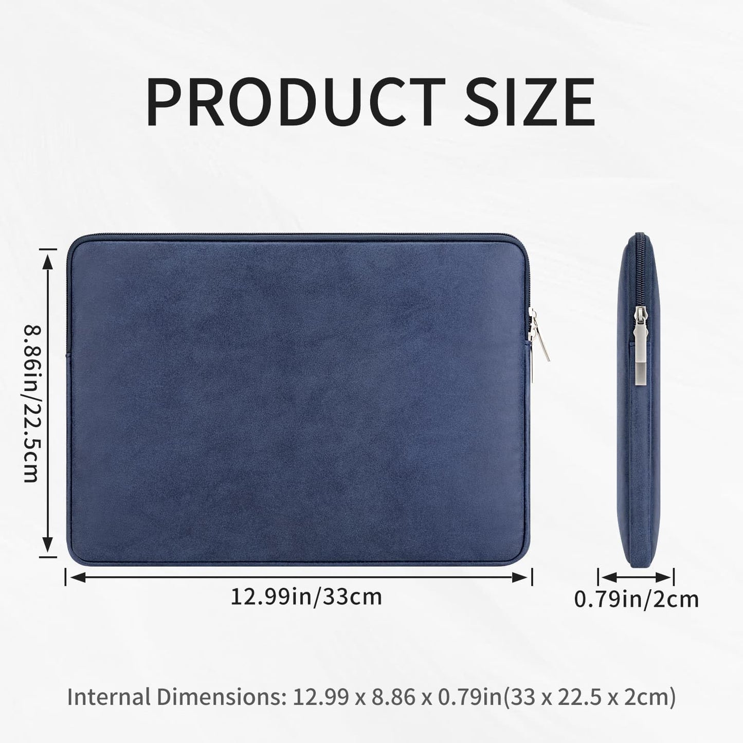 RAINYEAR 13 Inch Laptop Sleeve PU Suede Leather Case Water Resistant Cover Carrying Bag Compatible with 13.3" MacBook Air/Pro A3113 A3240 A2338 A2681 A2337 A2159 A2179 A2251 A2289(Deep Blue)