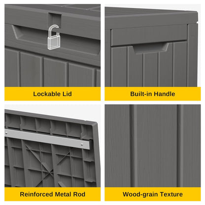 EAST OAK 60 Gallon Deck Box, Outdoor Storage Box with Padlock for Patio Furniture, Patio Cushions, Gardening Tools, Pool Supplies, Waterproof and UV Resistant Resin, Grey