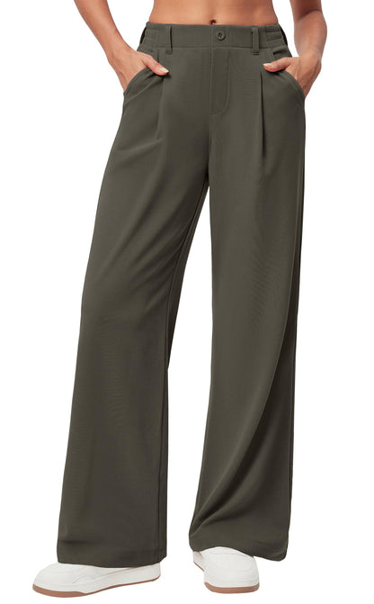 Ewedoos Wide Leg Pants Woman Stretchy Work Dress Pants Women Pull on Business Casual Slacks Trousers Fall Outfits 26"/28"