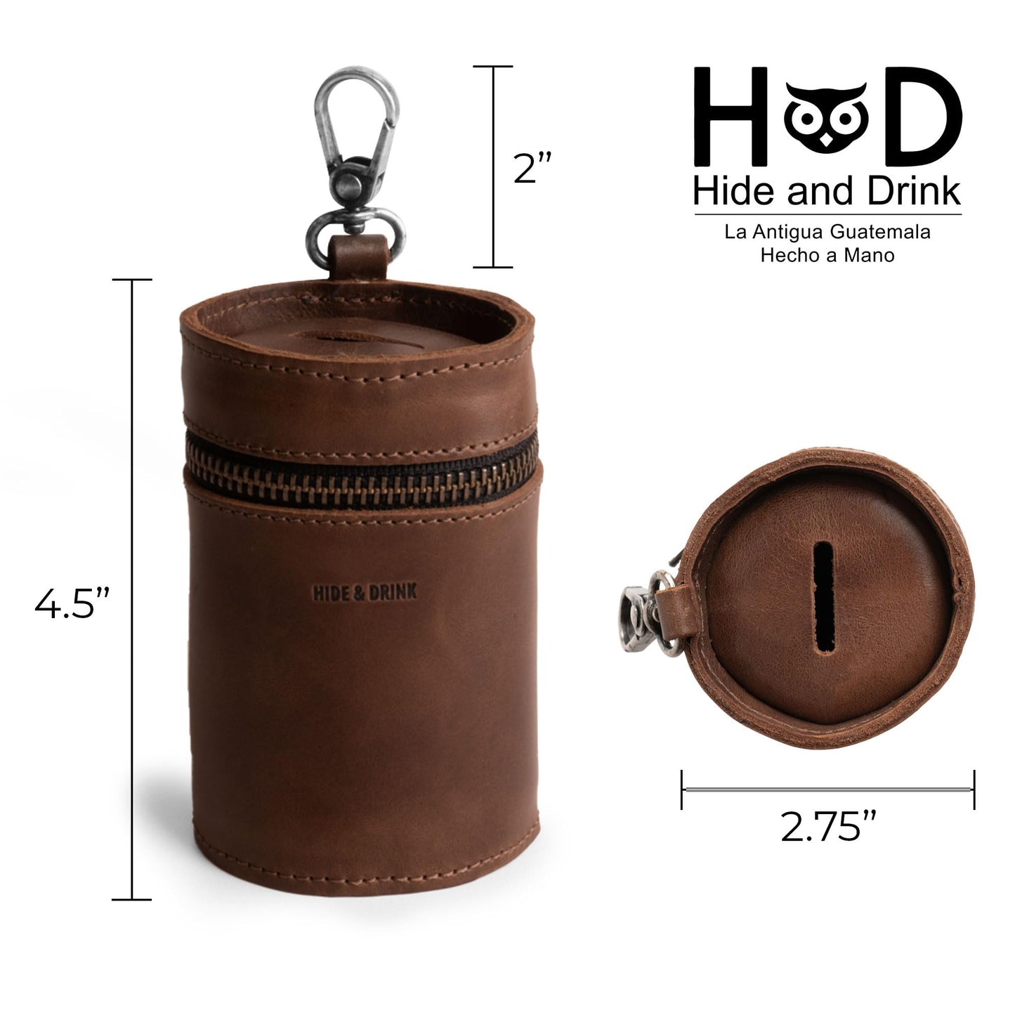 Hide & Drink Genuine Leather Coin Pouch Piggy Bank, Cash Holder Organizer, Coin Purse for Men & Women, Money Saving Box, Men's Change Purses & Pouches, Small Mens Wallet for Coins, Zippered Case Banks