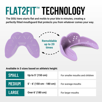 SISU Aero Small Mouthguard, Lucky Lavender - 30% Stronger Protection for Lacrosse, Football, Hockey, Roller Derby, Team Sports - Remoldable Up to 20 Times - Ultra Slim - Non Toxic