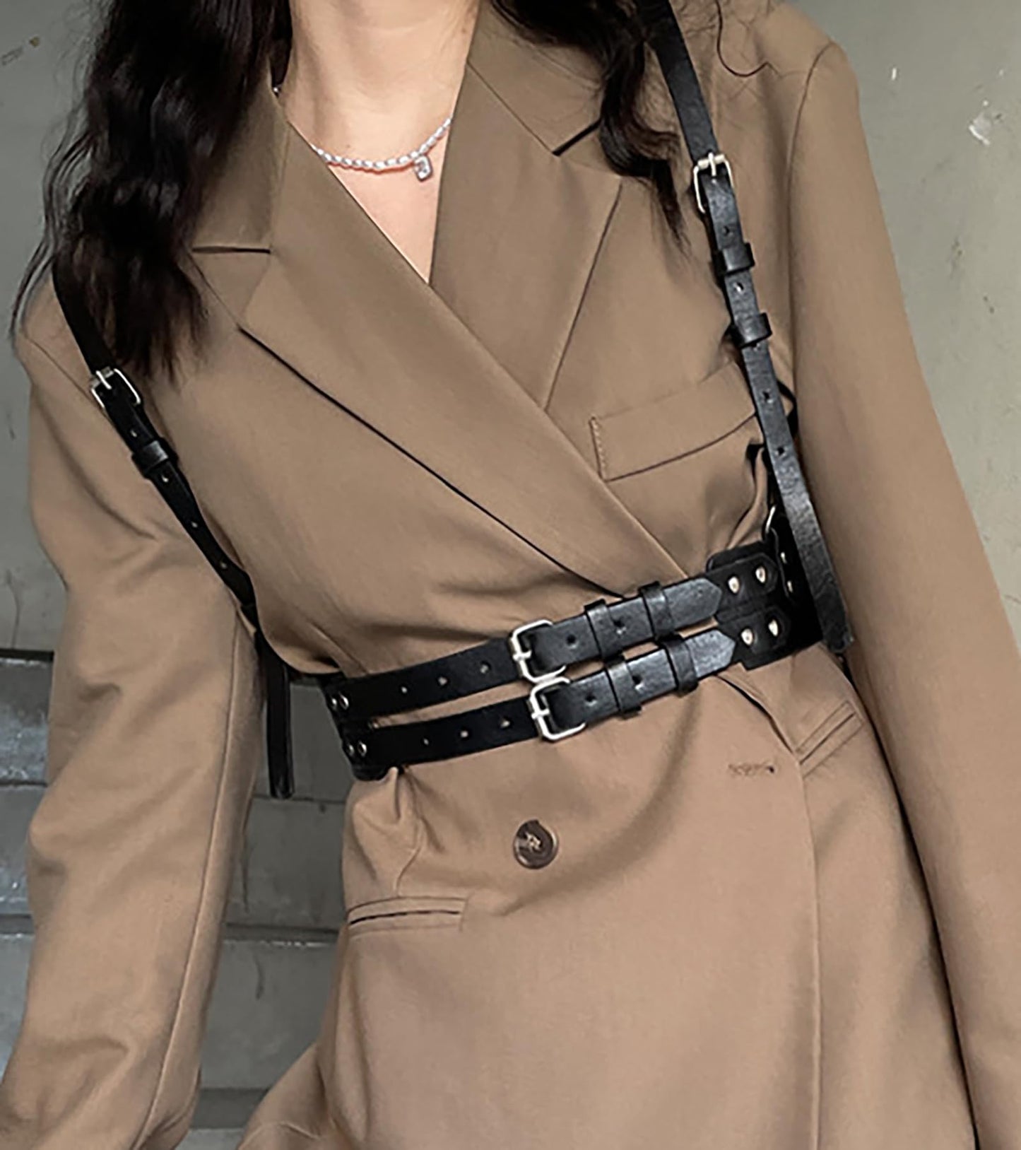 SPIRCTERR Punk Women Faux Leather Harness Belt Adjustable Goth Black Harness Top Fashion Waist Belt for Dresses, Festival & Cosplay