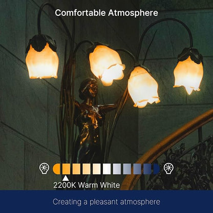 FLSNT 40W Equivalent LED Chandelier Light Bulbs, Dimmable Amber LED B11 E26 Candelabra Base Bulbs, 2200K Warm White, 330LM, 12 Pack UL,CA65 Listed.